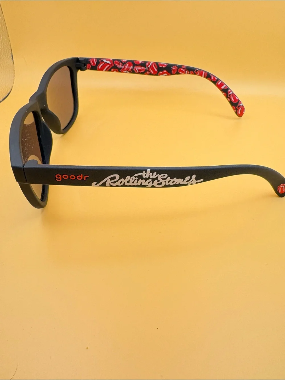 Rolling Stone Sunglasses with Red Patterned Temples with matching pouch